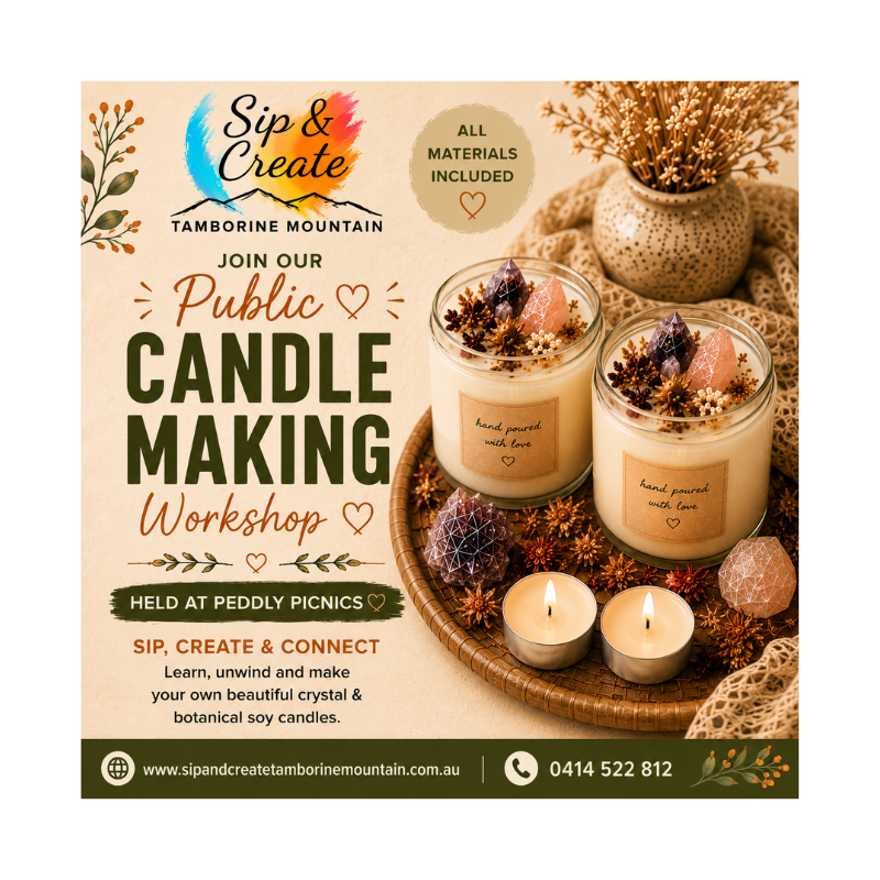 Botanical soy candle making workshop at Tamborine Mountain