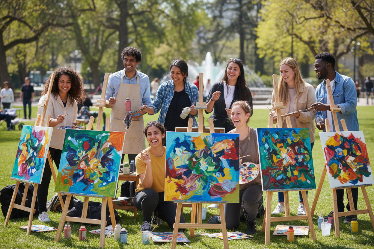 Group painting together